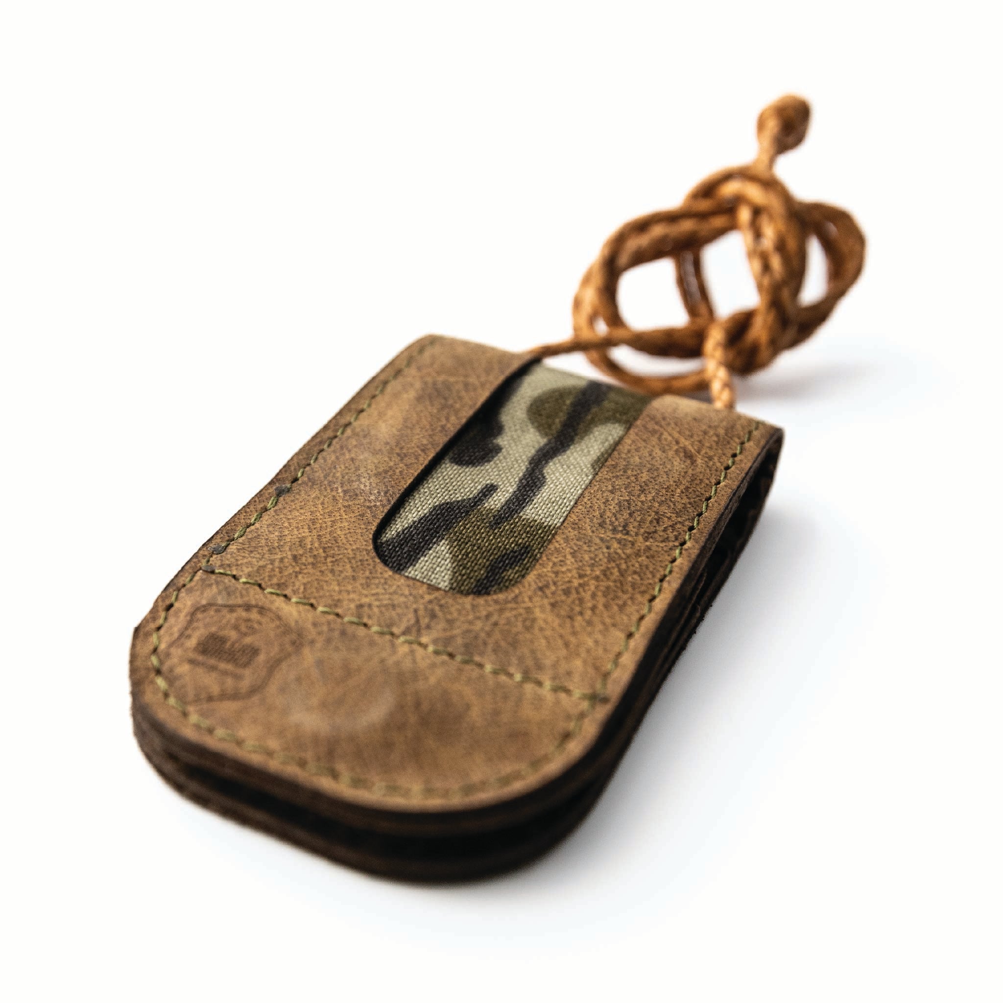 Leather Turkey Call Wallet with Mossy Oak Bottomland in-lay