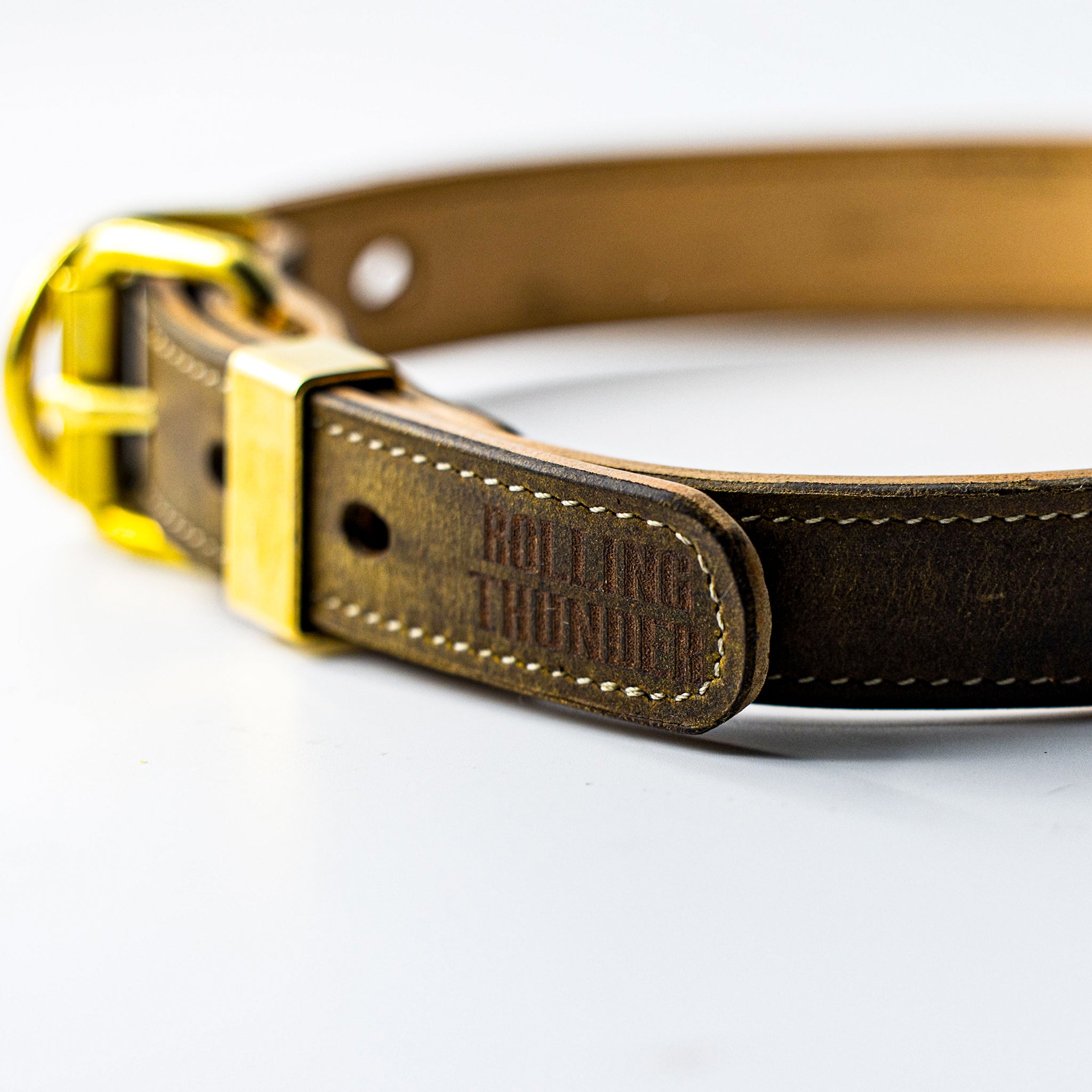 Leather Dog Collar with Mossy Oak Bottomland In-lay
