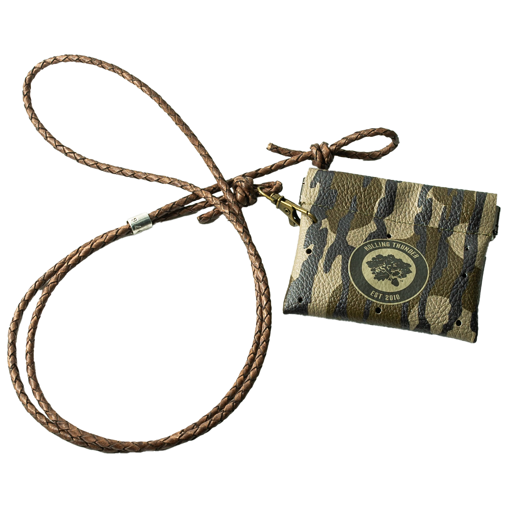 Mouth Call Pinch Pouch in Mossy Oak Bottomland with Braided Lanyard