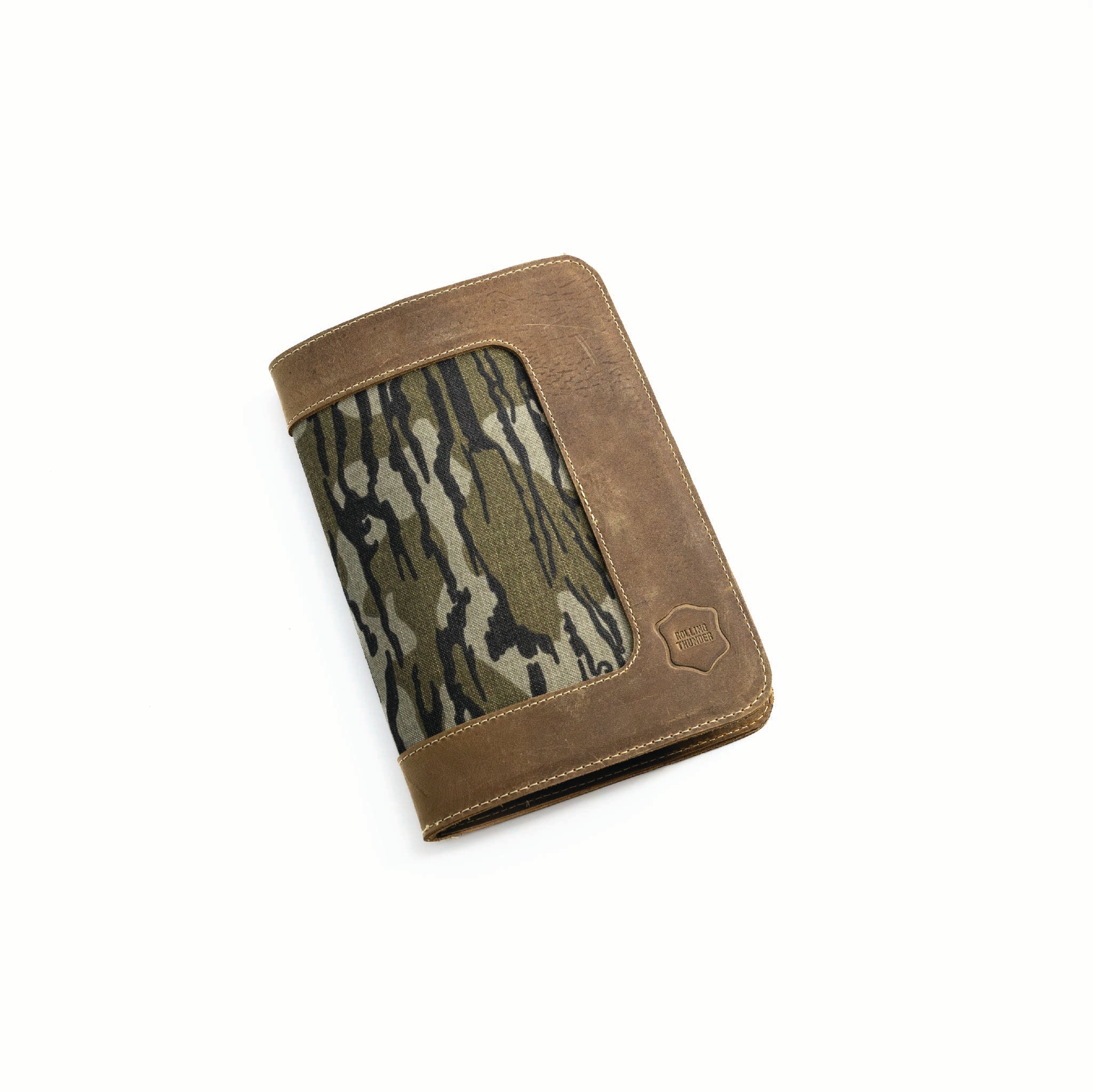 Mossy Oak Camo Nylon Long Wallet With Leather Trim - Roper Style With Emblem, Holds Cards, Cash, Checks