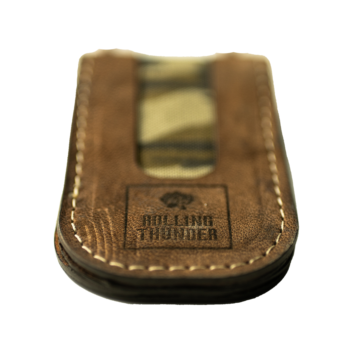 Leather Turkey Call Wallet with Mossy Oak Bottomland inlay