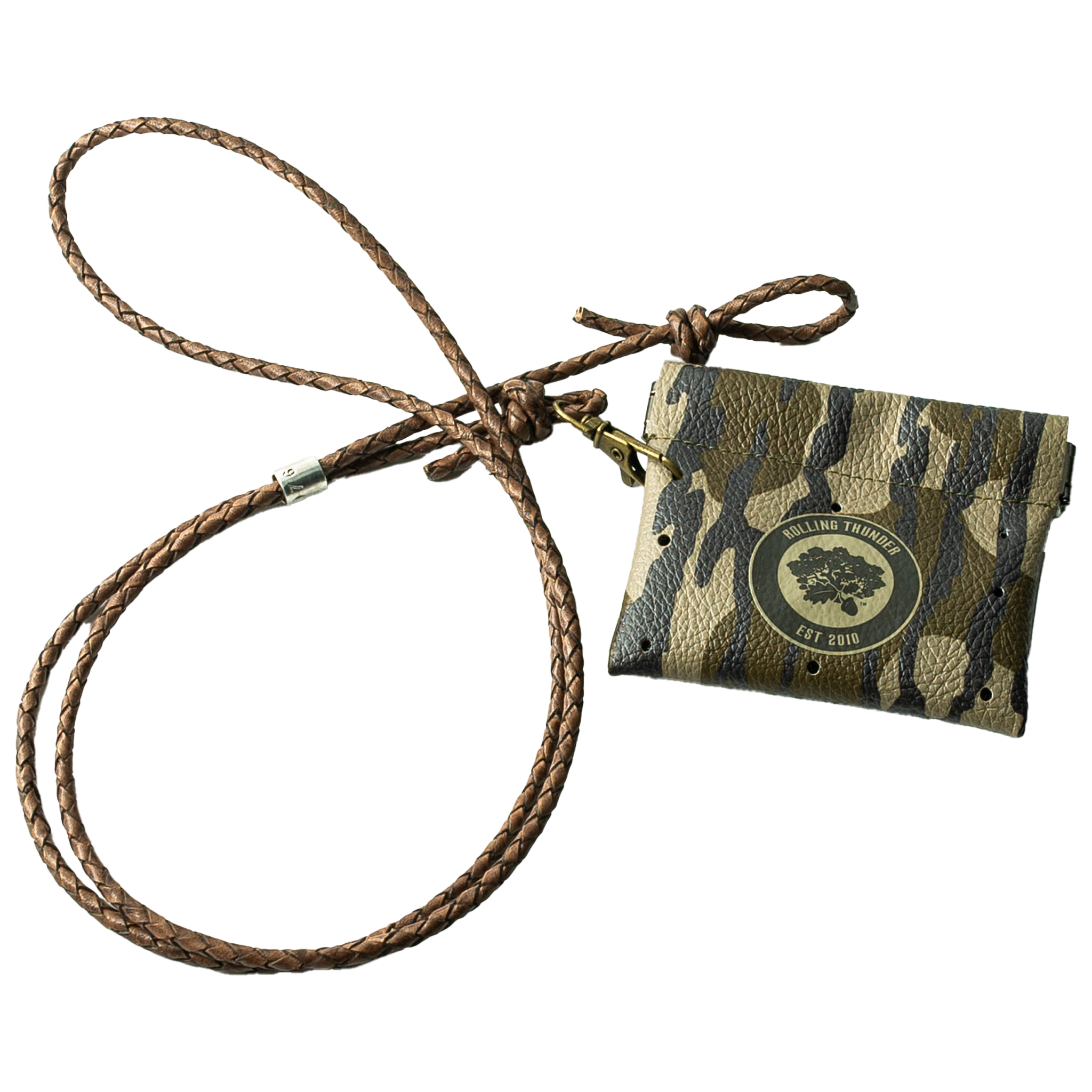Mouth Call Pouch in Mossy Oak Bottomland with Braided Lanyard